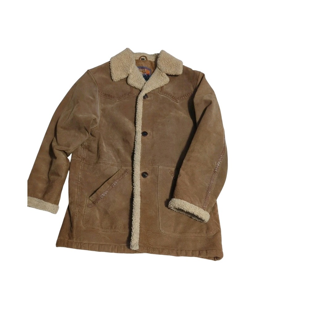 Cripple Creek Western Suede Leather Coat Sherpa Lined Cowboycore Rancher Mens M
